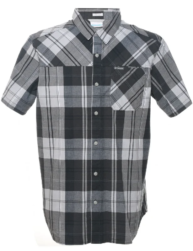 Columbia Checked Grey & White Shirt - L Practical Women's Quick - dry