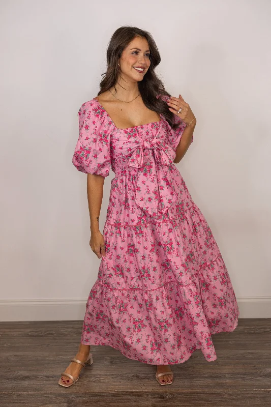 Pinky Promise Floral Maxi Dress Feminine Women's Soft 