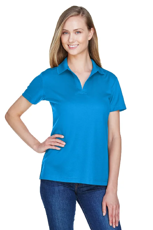 Devon & Jones Womens CrownLux Performance Moisture Wicking Short Sleeve Polo Shirt - Ocean Blue Trendy Women's 