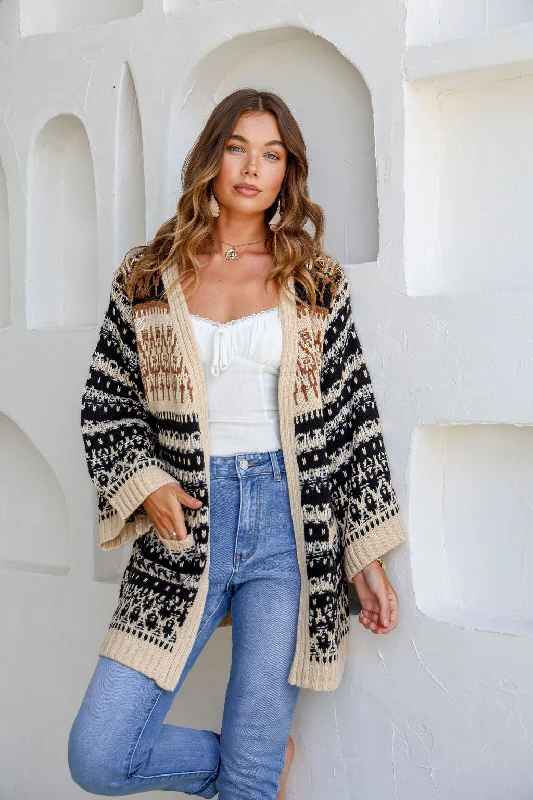 Woodland Knit Cardigan Classic Women's Pin - striped