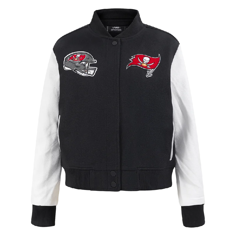 NFL TAMPA BAY BUCCANEERS CLASSIC WOMEN'S WOOL VARSITY JACKET (BLACK/WHITE) Gym
