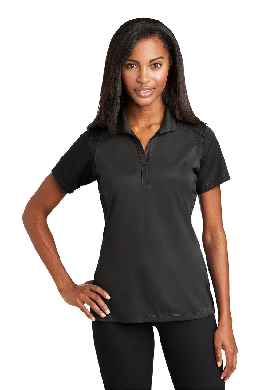Sport-Tek Womens Sport-Wick Moisture Wicking Short Sleeve Polo Shirt - Iron Grey/Black Relaxed Women's Sport-Tek Womens Sport-Wick Moisture Wicking Short Sleeve Polo Shirt - Iron Grey/Black Relaxed Women's