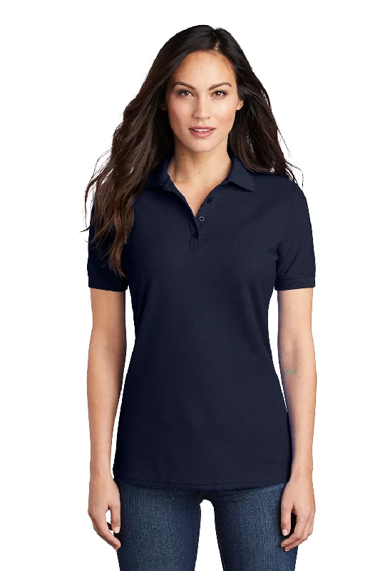 Port & Company Womens Core Stain Resistant Short Sleeve Polo Shirt - Deep Navy Blue Hip Women's Retro
