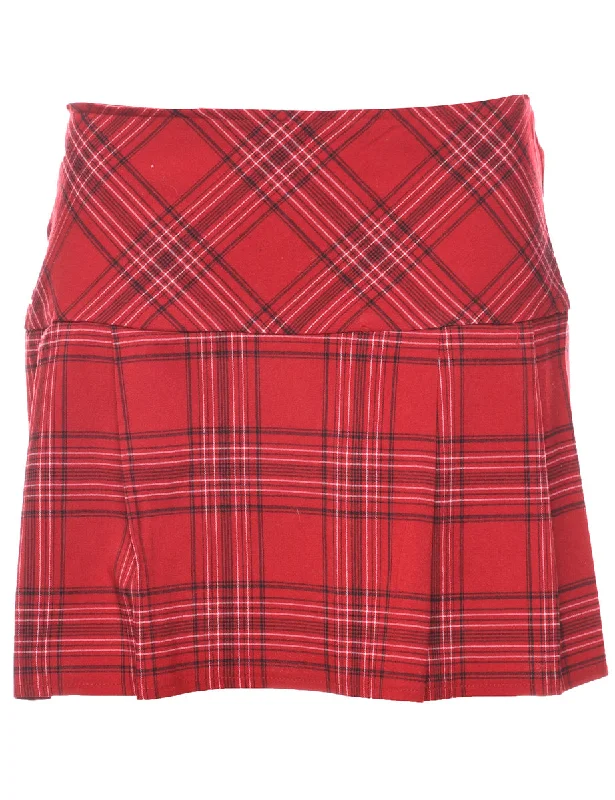 Checked Pleated Skirt - M