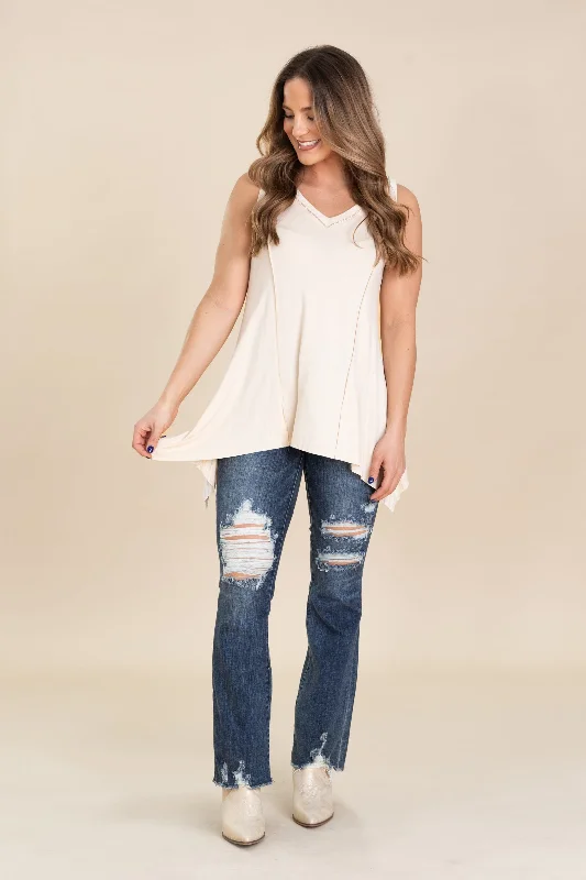 Beige V-Neck Rhinestone Knit Top Practical Women's Quick - dry