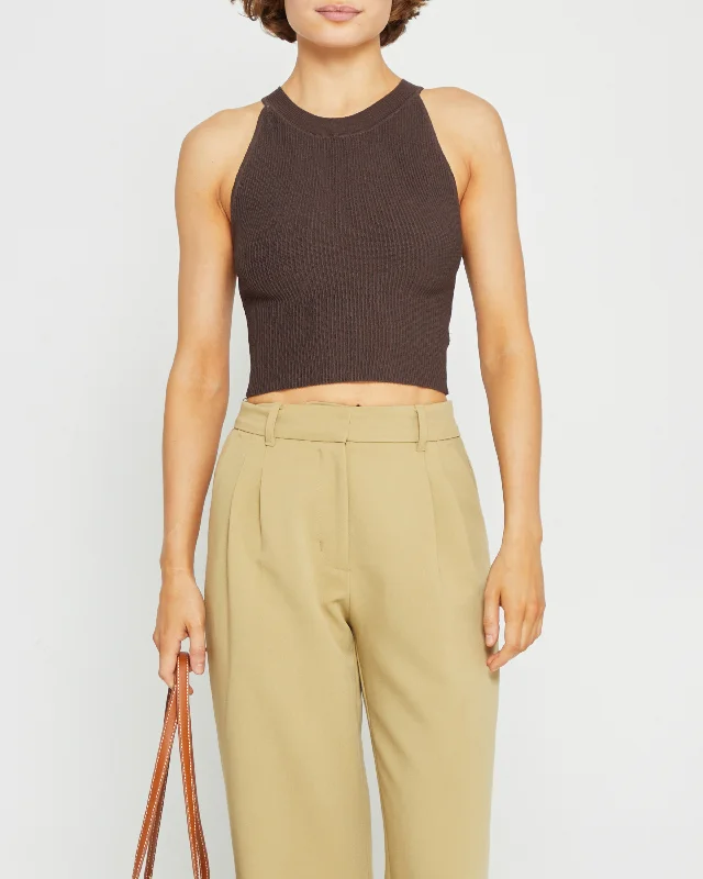 Sculpting Knit Halter Top Streetwear Style for 