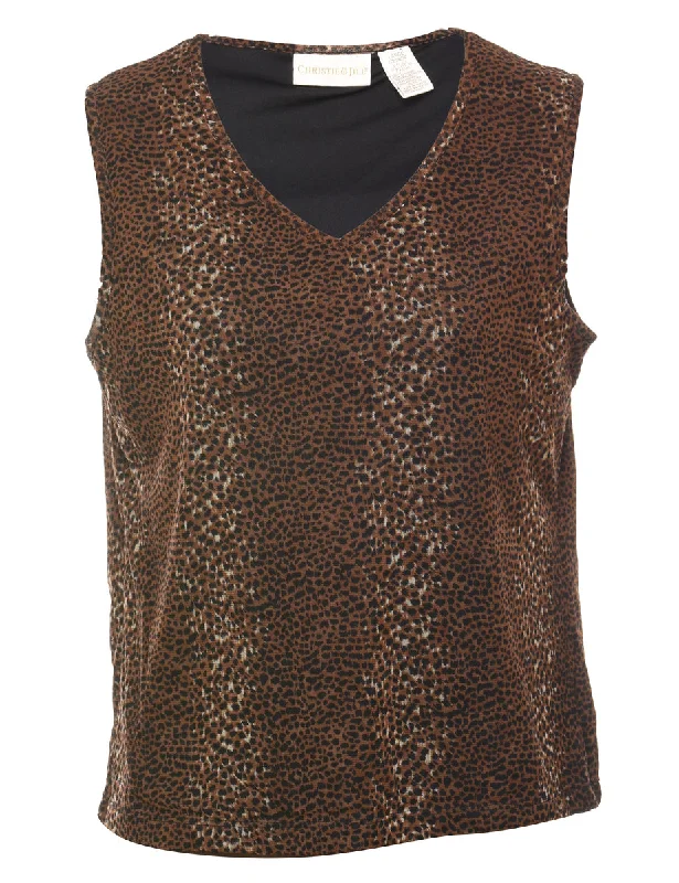 Christie & Jill Leopard Print Top - M Artistic Women's Hand - painted