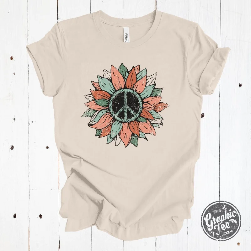 Peace Sunflower Short Sleeve Tee Sustainable Organic
