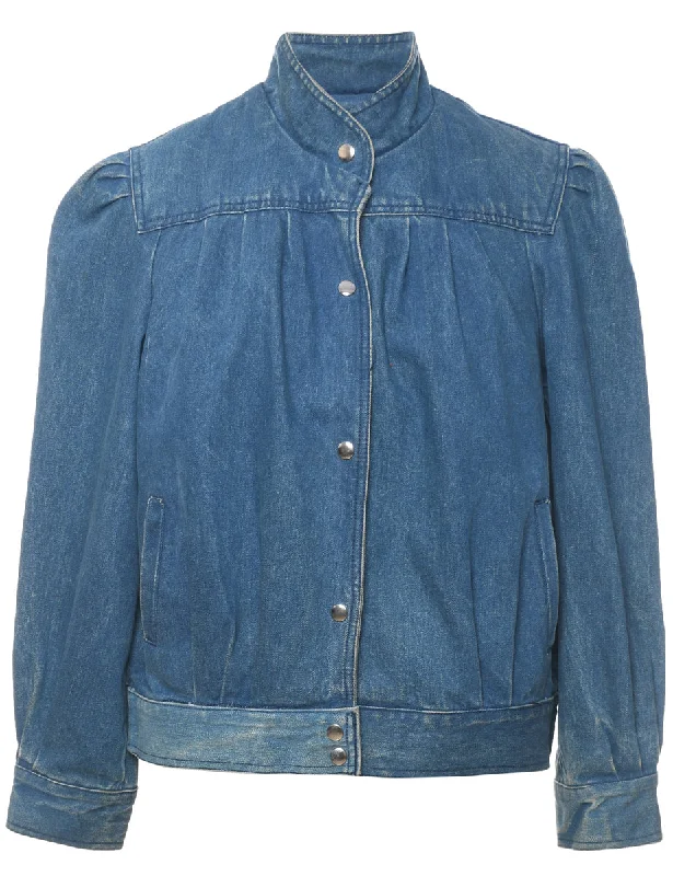 Classic Medium Wash Denim Jacket - L Luxurious Women's High -  end