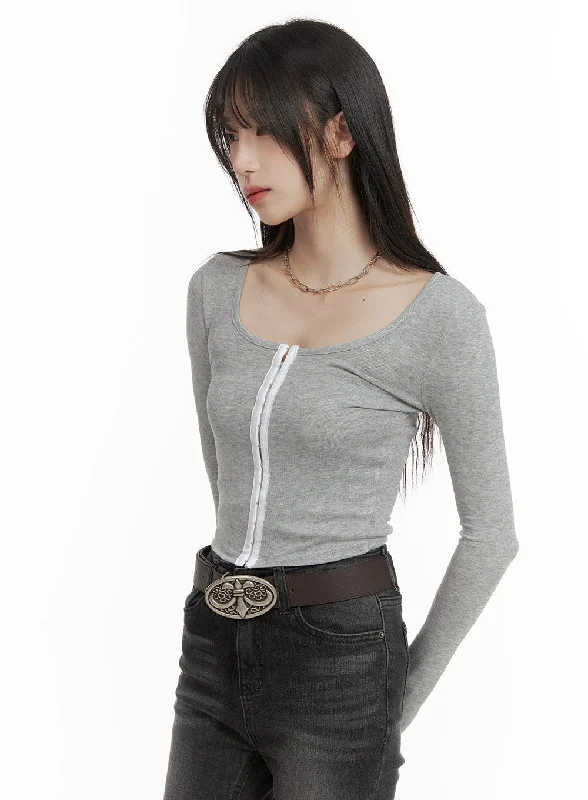 U Neck Hook Crop Top CA403 Scandinavian