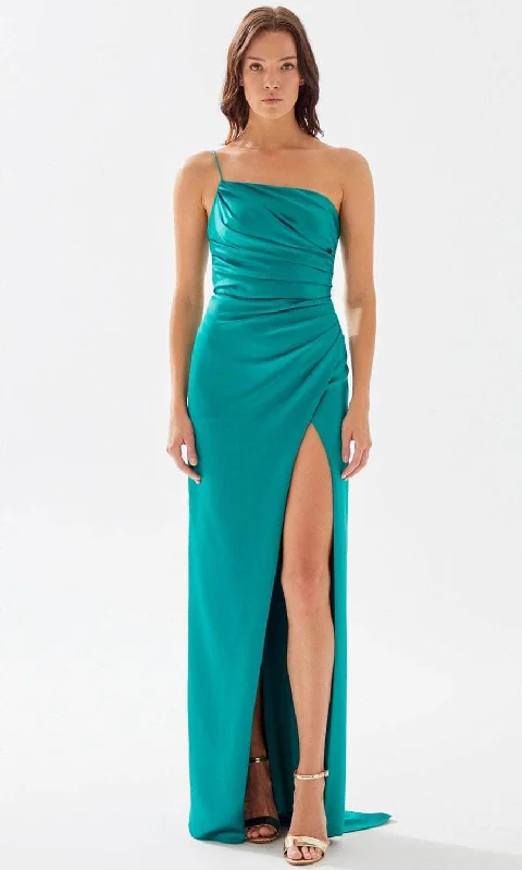 Tarik Ediz 52008 - Ruched High Slit Prom Dress Vintage Women's 1970S 