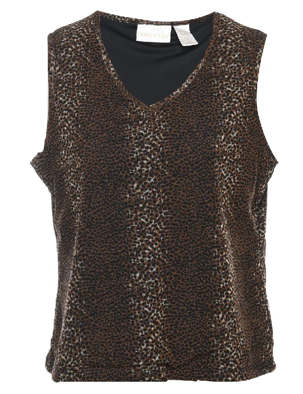 Christie & Jill Leopard Print Top - M Practical Women's Quick - dry