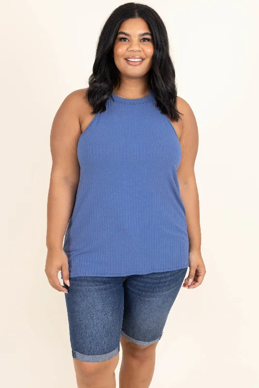 Angels From Above Top, Denim Blue Vacation