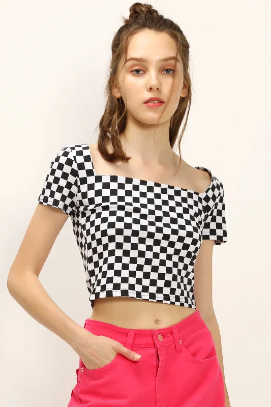 Melanie T-shirt in Checkerboard Print