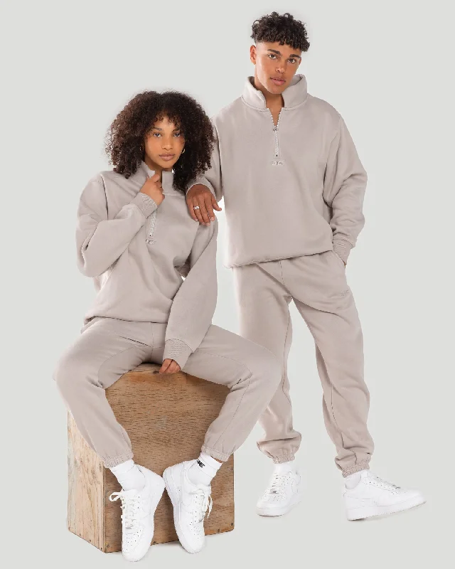Classic 1/4 Zip - Taupe Casual Women's Loose - fitting