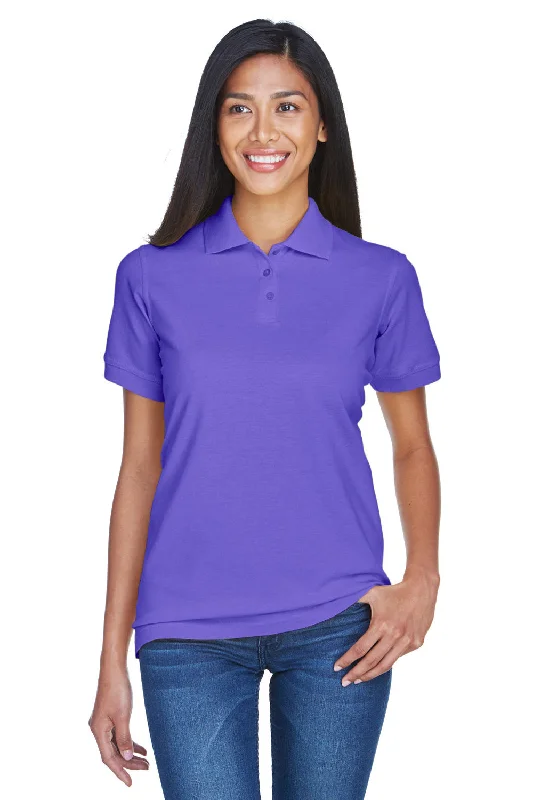 UltraClub Womens Classic Short Sleeve Polo Shirt - Purple - Closeout