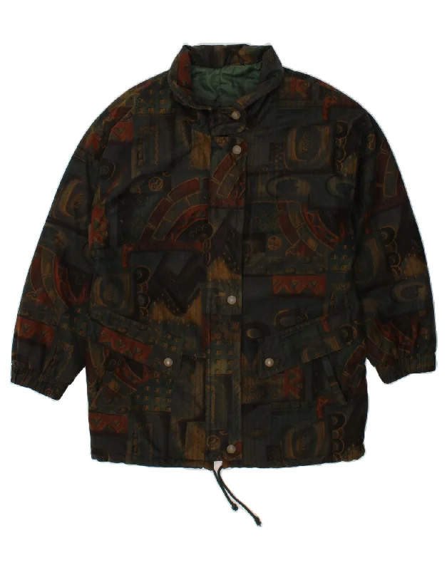 VINTAGE Womens Abstract Pattern Windbreaker Jacket UK 20 2XL Multicoloured Laid - back Women's Style VINTAGE Womens Abstract Pattern Windbreaker Jacket UK 20 2XL Multicoloured Laid - back Women's Style