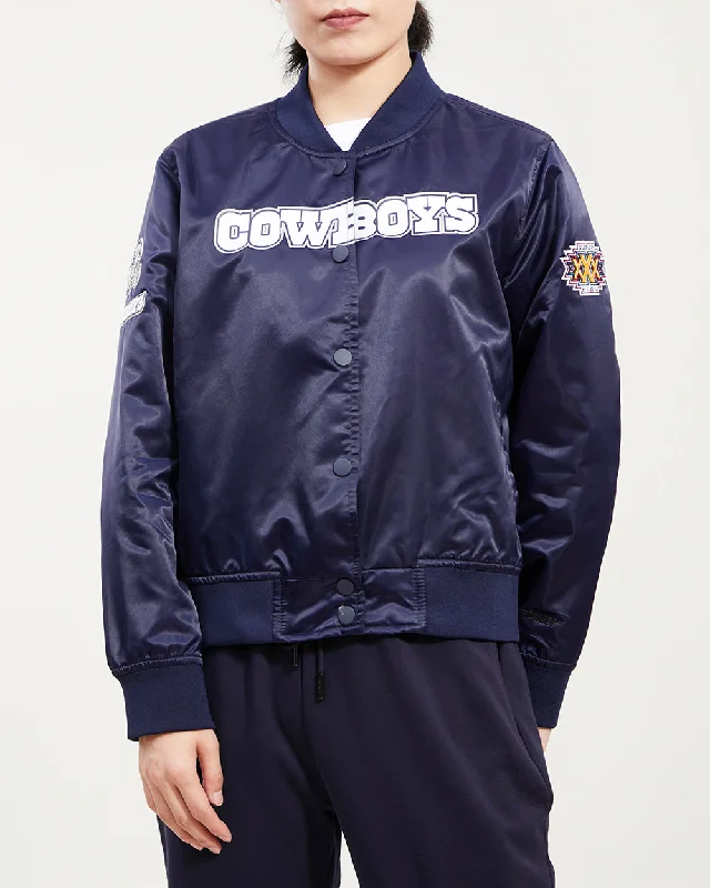 NFL DALLAS COWBOYS CLASSIC WOMEN'S SATIN JACKET (MIDNIGHT NAVY) Athletic Women's High - NFL DALLAS COWBOYS CLASSIC WOMEN'S SATIN JACKET (MIDNIGHT NAVY) Athletic Women's High -