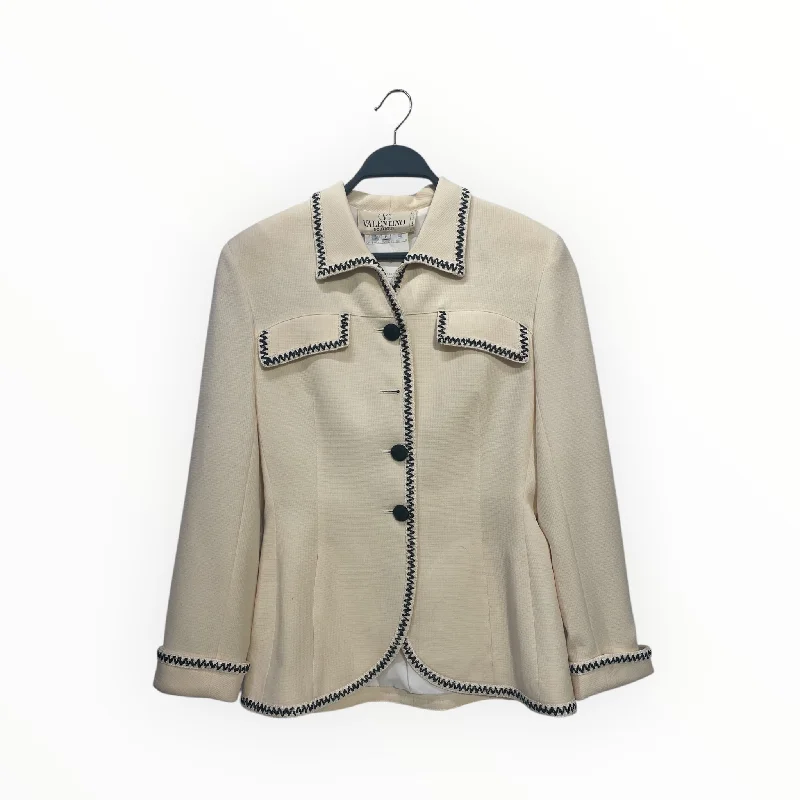 VALENTINO/Tailored Jkt/8/Cotton/CRM/Double Breasted/ Modern Women's Tech