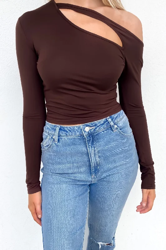 Delilah Long Sleeve Top Brown Sustainable Organic