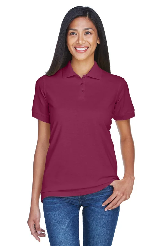 UltraClub Womens Classic Short Sleeve Polo Shirt - Burgundy - Closeout Casual Women's Japanese 