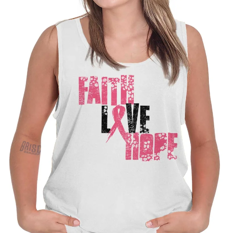 Pink Faith Love Hope Tank Top Streetwear Style for 