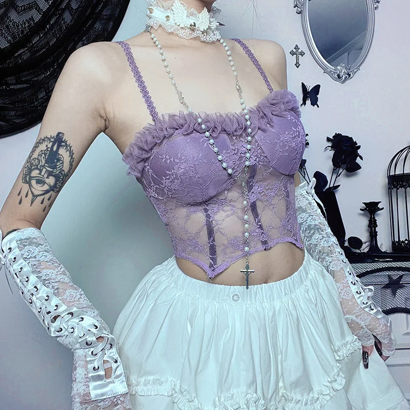 Sexy Lace See-Through Design Camisole Slimming Breast Undershirt Wholesale Womens Tops Artistic Women's Avant - Sexy Lace See-Through Design Camisole Slimming Breast Undershirt Wholesale Womens Tops Artistic Women's Avant -