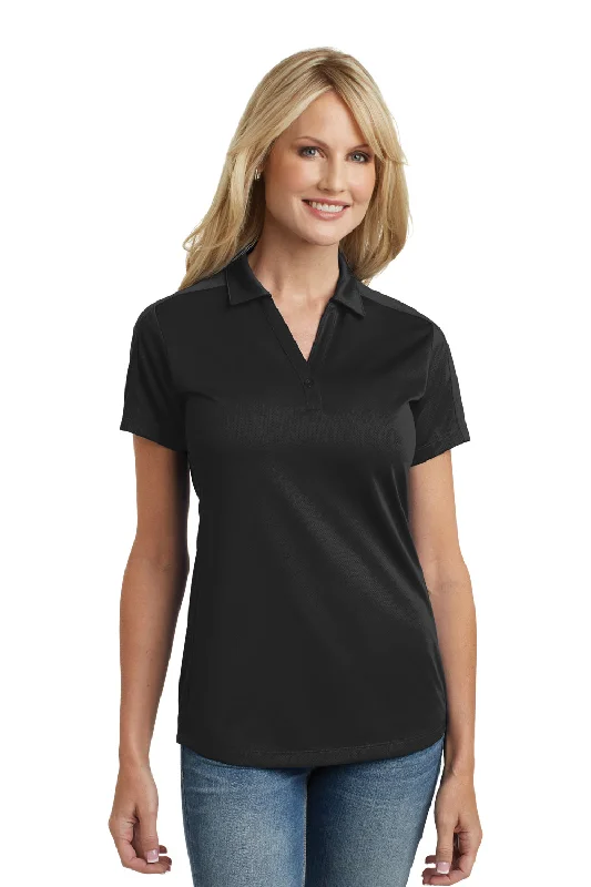 Port Authority Womens Moisture Wicking Short Sleeve Polo Shirt - Black Refined Women's Velvet