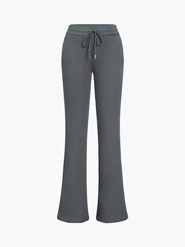 BerryBetty - Drawstring Pockets Flare Sweatpants Vacation