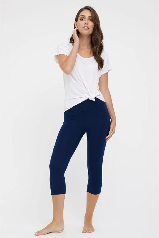 3/4 Leggings - Navy Refined Women's Hand - crafted