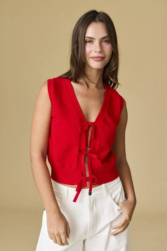 Bella Knit Front Tie Vest Top Luxurious Women's High -  end