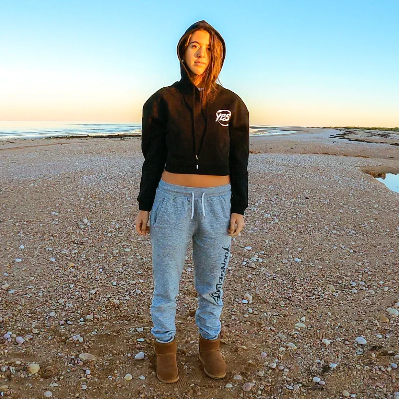 YBS Ladies Crop Hoodie Cool Women's Distressed