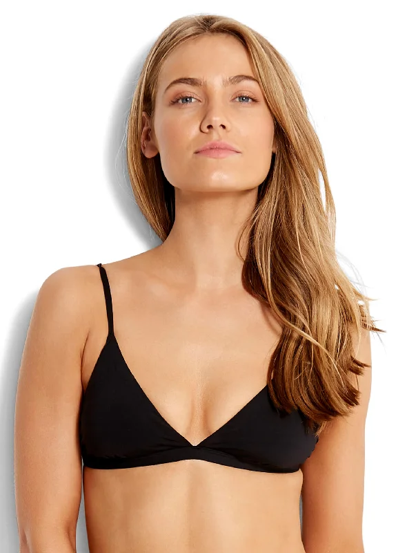 Active Fixed Tri Bra Bikini Top - Black Feminine Women's Style 