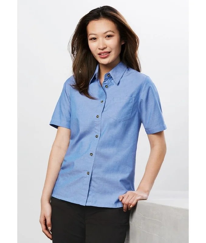 Ladies Wrinkle Free, Chambray Short Shirt Shirt Cool Women's Skate