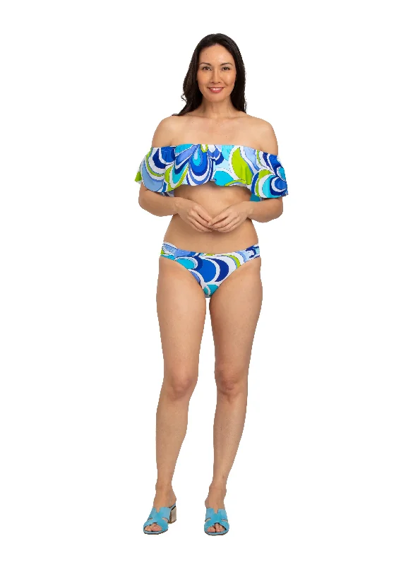 Vietri Sul Mare Off Shoulder Print Flounce (VM-155) Contemporary 