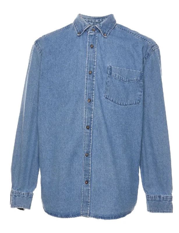 Classic Medium Wash Denim Shirt - L Cool Women's Skate