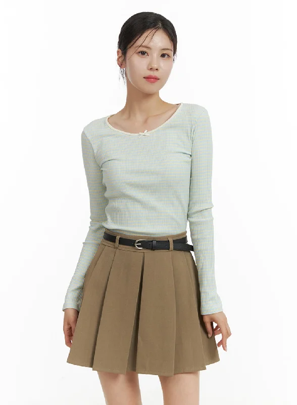 Ribbon Stripe Long Sleeve Top OA423 Confident Women's Power