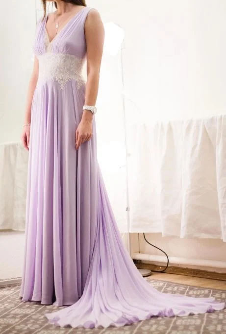 Levander Light Purple Wedding Dress, BH91224 Monochromatic Office Style