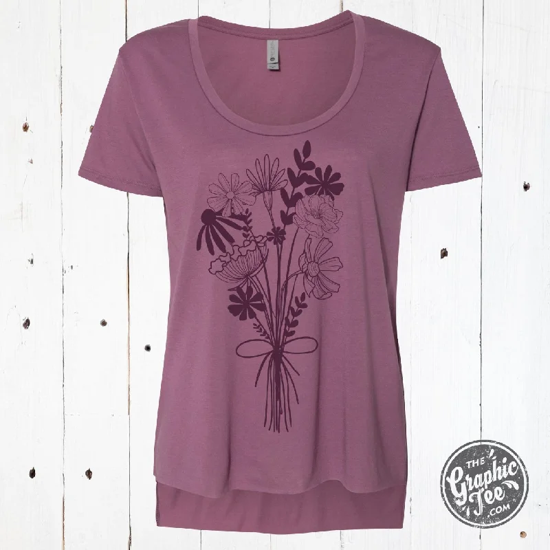 Simply Floral Ladies Cut Hi-low Scoop Neck Tee Feminine Women's Style 