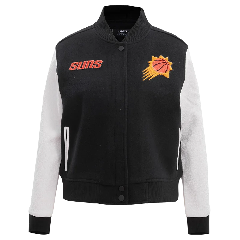 NBA PHOENIX SUNS CLASSIC WOOL WOMEN'S VARSITY JACKET (BLACK/WHITE) Practical Women's Quick - dry NBA PHOENIX SUNS CLASSIC WOOL WOMEN'S VARSITY JACKET (BLACK/WHITE) Practical Women's Quick - dry