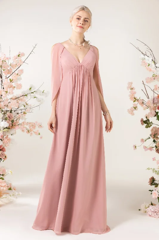 A-Line Sweep-Brush Train Chiffon Bridesmaid Dress CB0458 European