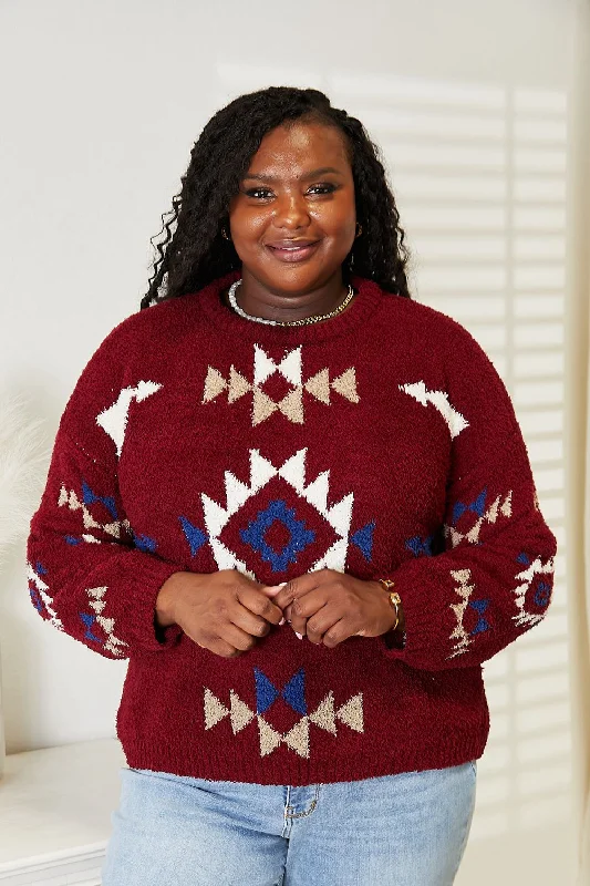 HEYSON Aztec Soft Fuzzy Sweater Earthy Women's Hemp - based