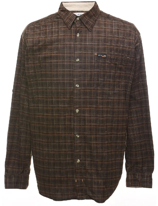 Columbia Checked Brown Shirt - XL Artistic Women's Hand - painted