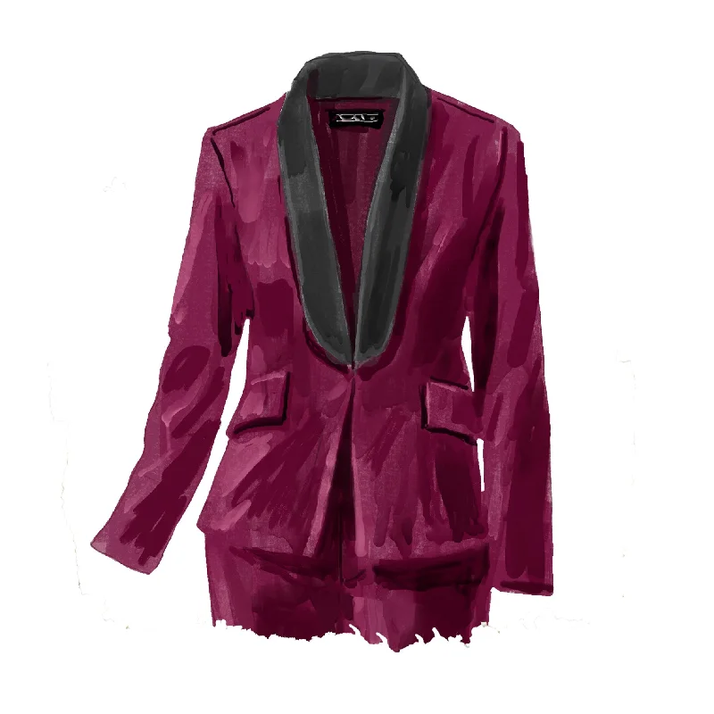 Velvet Tuxedo Blazer Bold Women's Animal Print