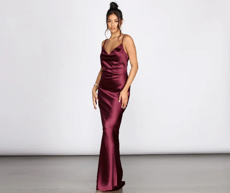 Londyn Formal Sleeveless Satin Dress Modern Women's 