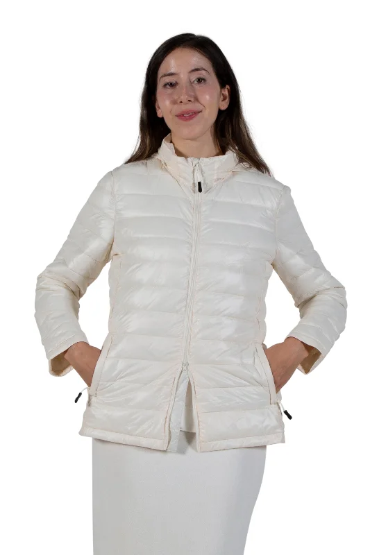 La Cera Quilted Nylon Puffer Jacket Feminine Women's Style 