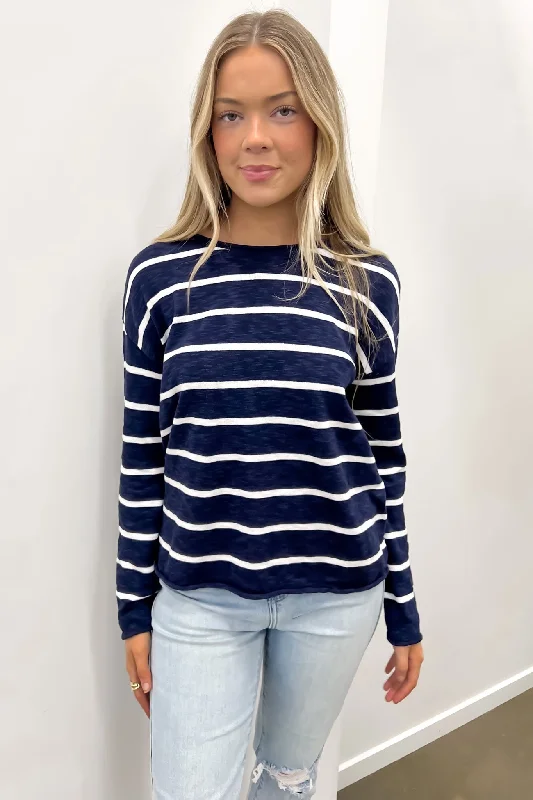 Minnie Top Navy White Stripe Bohemian Women's Free