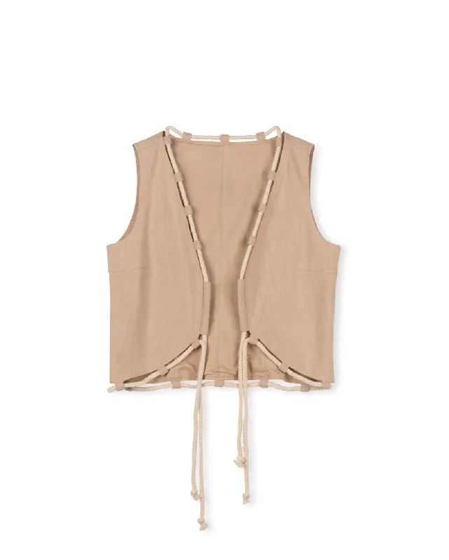 Linen Vest With Piping