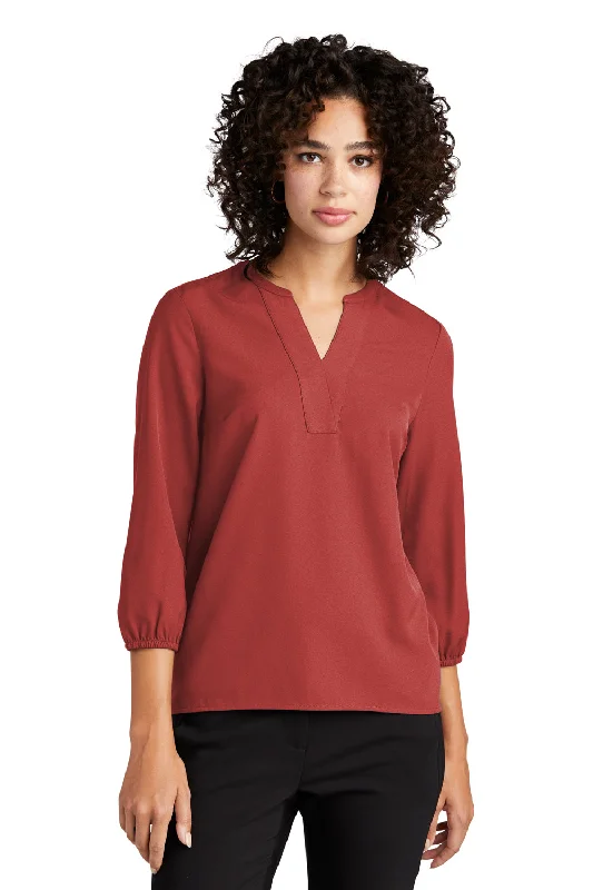 Mercer+Mettle Womens Stretch Crepe 3/4 Sleeve Polo Shirt - Terracotta Red Tough Women's Military - inspired Mercer+Mettle Womens Stretch Crepe 3/4 Sleeve Polo Shirt - Terracotta Red Tough Women's Military - inspired