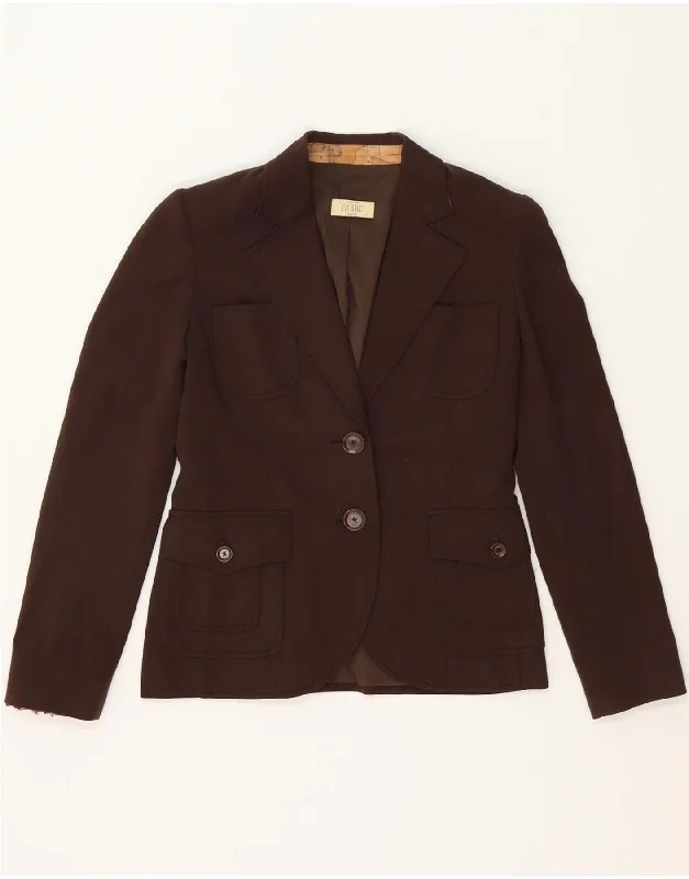 ALVIERO MARTINI Womens 2 Button Blazer Jacket UK 8 Small Brown Polyester Modern Women's Tech ALVIERO MARTINI Womens 2 Button Blazer Jacket UK 8 Small Brown Polyester Modern Women's Tech